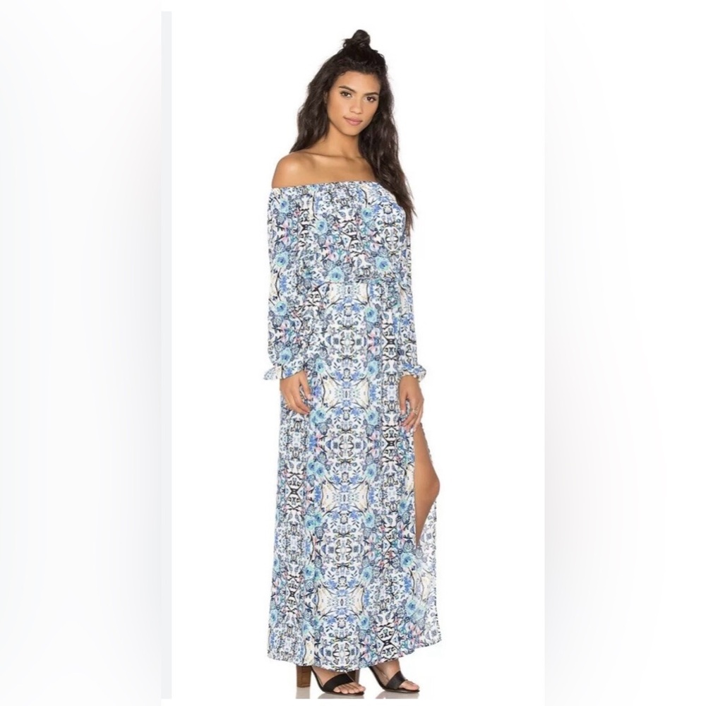 Eight Sixty Blue Floral Off-Shoulder Dress